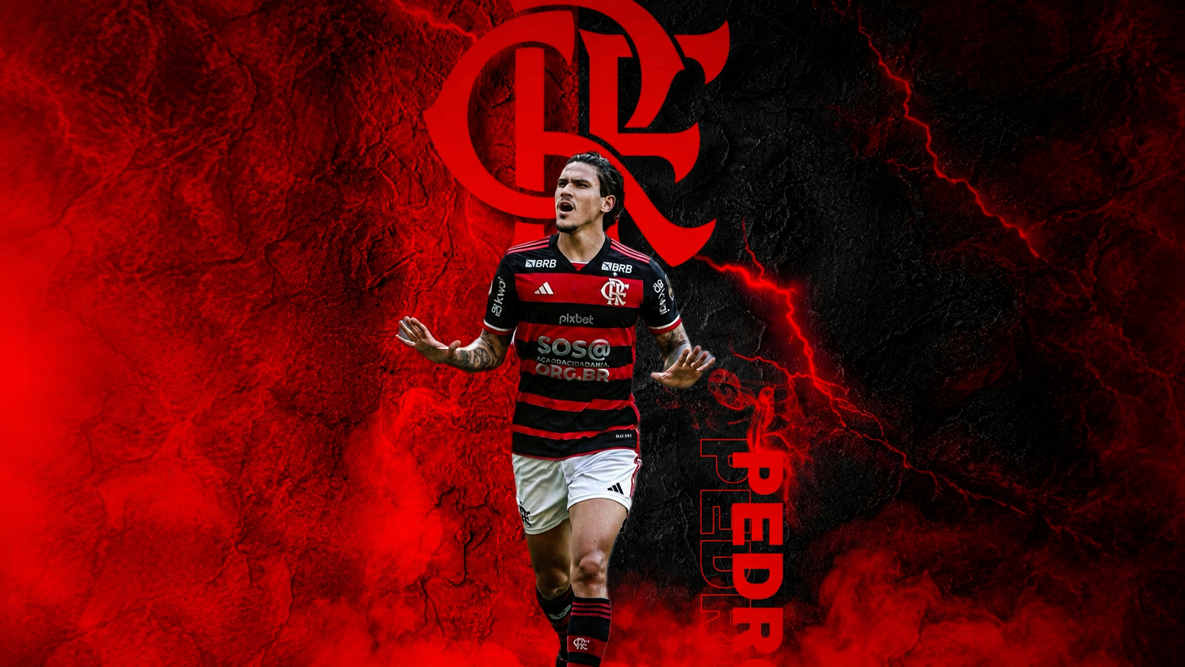 Pedro comemora gol do Flamengo contra o Estudiantes pela Libertadores